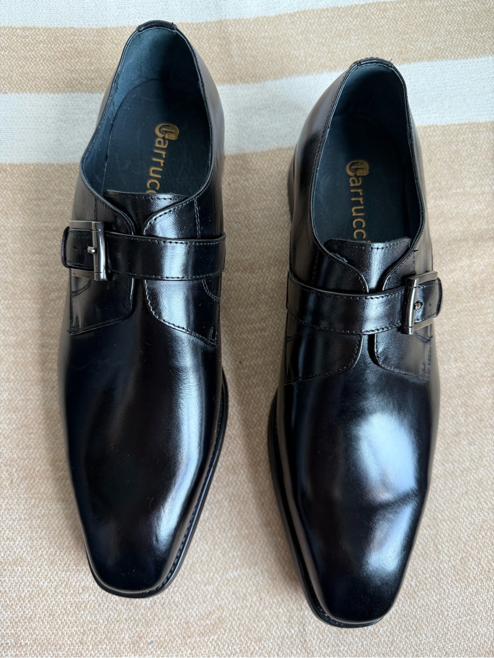 Carrucci Black Leather men’s Monk Strap Dress Shoes New Size 12
